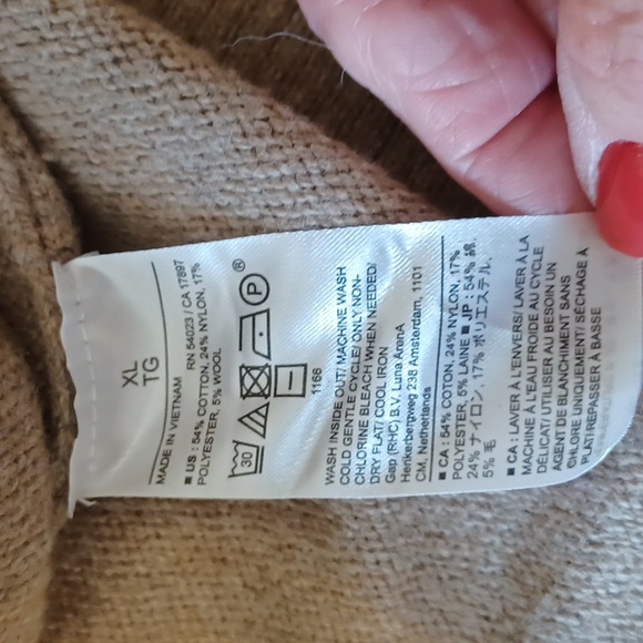 Gap, sz XL, loose neck turtleneck,  tunic sweater in camel color, - Picture 7 of 8